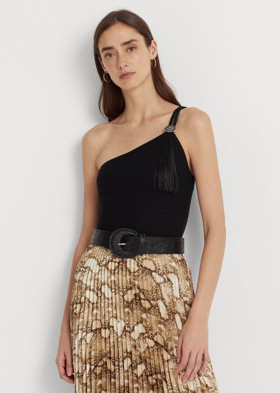 Жене Ralph Lauren топ од мешавине памука на једно раме V2V449509 црн