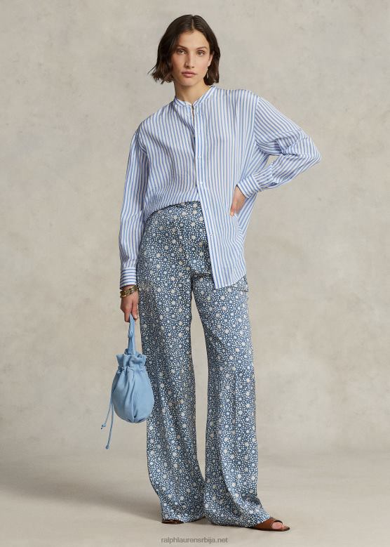 Жене Ralph Lauren сатенске панталоне широких ногавица са мотивом звезда V2V443109 блистав отисак