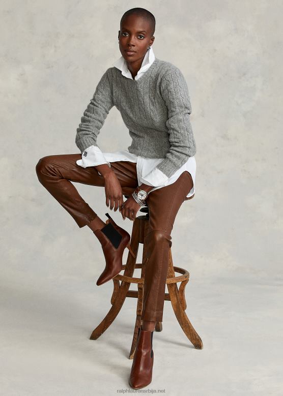 Жене Ralph Lauren кожне уске панталоне V2V443344 шумско браон