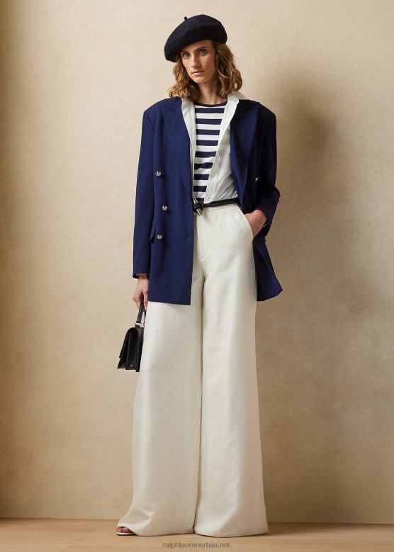 Жене Ralph Lauren елаине свилене шантунг панталоне широких ногавица V2V443498 бело