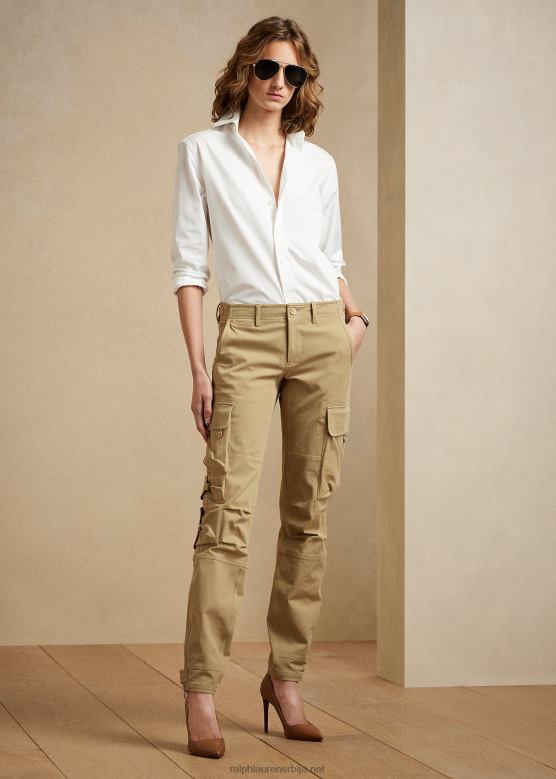 Жене Ralph Lauren митцхелл памучне памучне кепер панталоне V2V443572 сафари тан