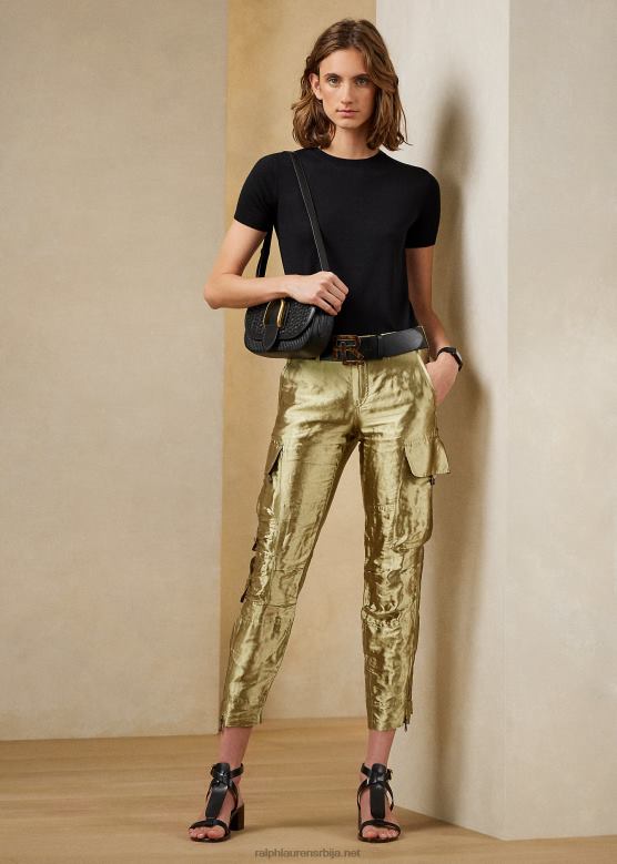 Жене Ralph Lauren митцхелл металик органза панталоне V2V443598 платина