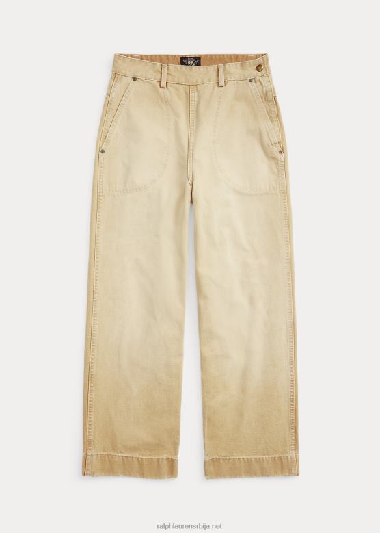 Жене Ralph Lauren изрезане памучне платнене панталоне V2V443645 каки