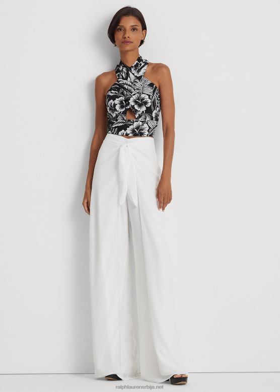 Жене Ralph Lauren креп панталоне са краватом V2V443888 бео