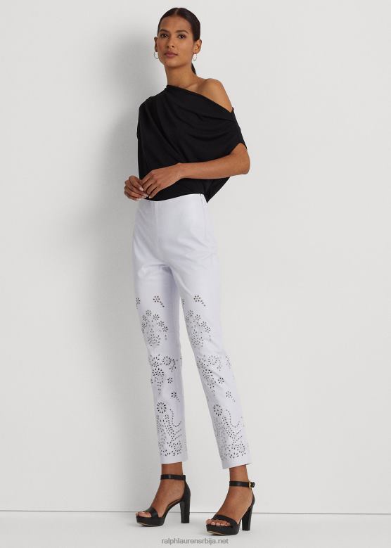 Жене Ralph Lauren кожне панталоне до глежња са извезеним ушицама V2V443937 бео