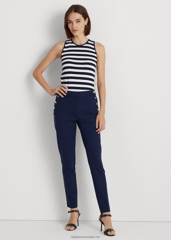 Жене Ralph Lauren понте панталоне са обрубом на дугмад V2V443954 префињена морнарица