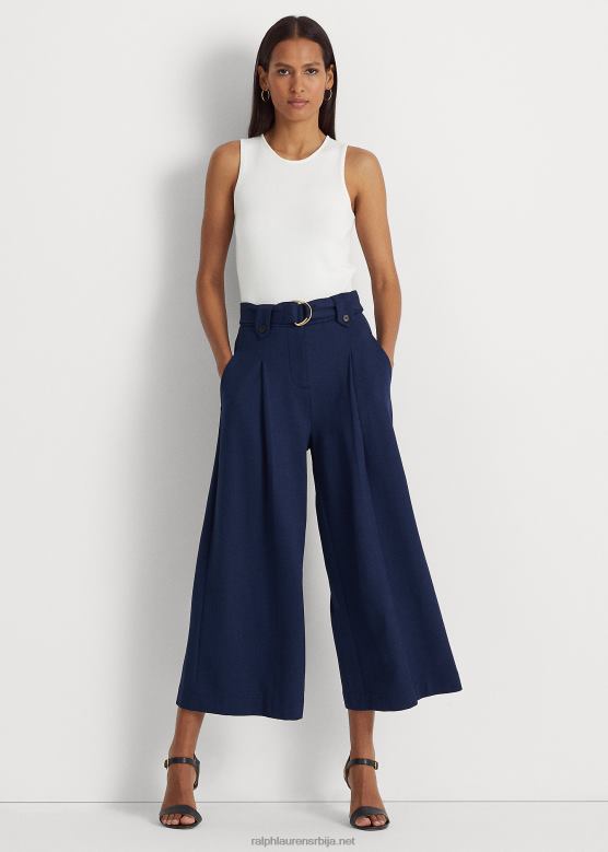 Жене Ralph Lauren ремен плисиране понте скраћене панталоне V2V444084 префињена морнарица