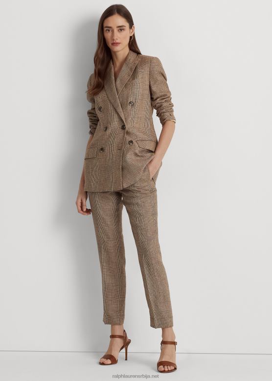 Жене Ralph Lauren глен кариране платнене панталоне до глежња V2V444372 браон/крем мулти