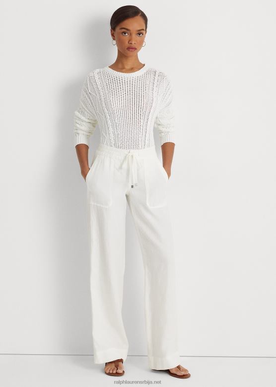 Жене Ralph Lauren ланене широке панталоне V2V444421 бео
