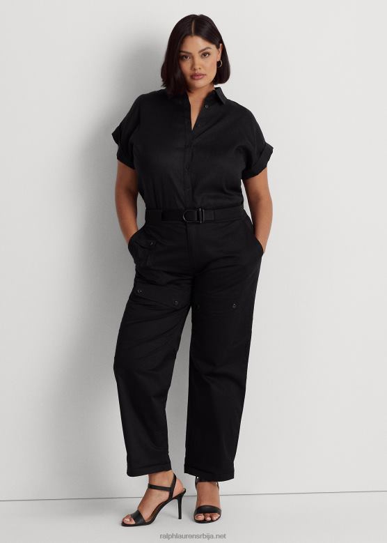 Жене Ralph Lauren карго панталоне од сатена са каишем V2V444555 црн