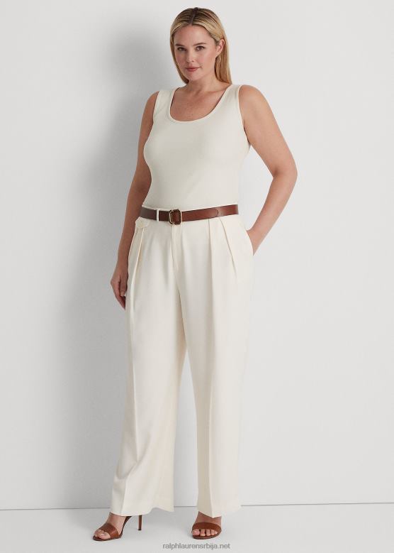 Жене Ralph Lauren плисиране панталоне широких џоржета V2V444663 крема од маскарпонеа