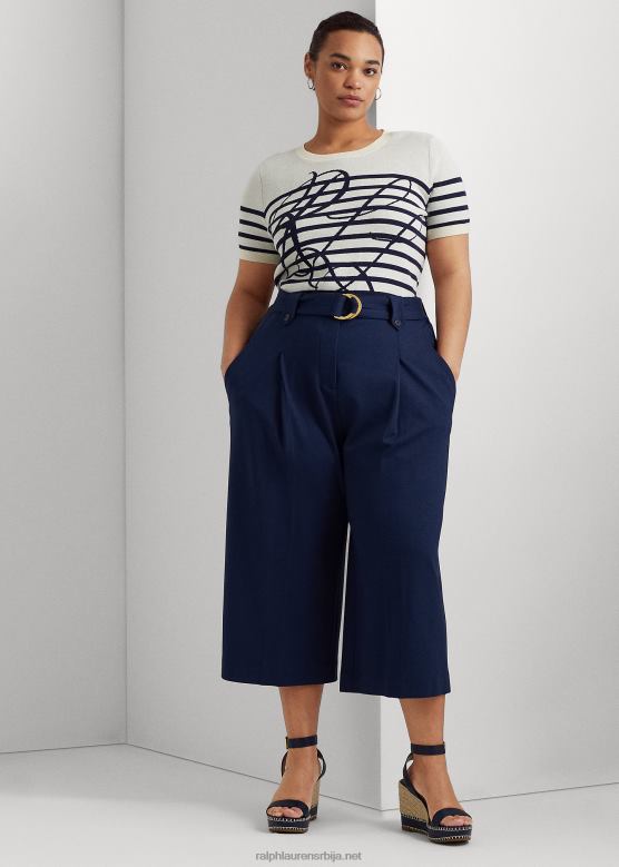 Жене Ralph Lauren ремен плисиране понте скраћене панталоне V2V444674 префињена морнарица