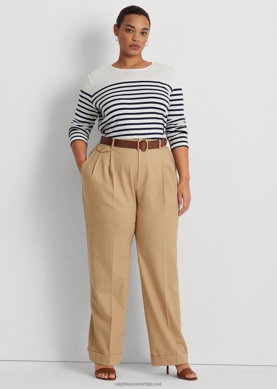 Жене Ralph Lauren плисиране панталоне од кепера од мешавине вуне V2V444702 бреза тан