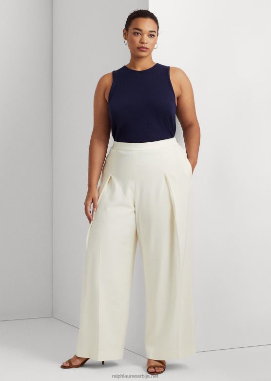 Жене Ralph Lauren плисиране креп панталоне широких ногавица V2V444779 природна крема