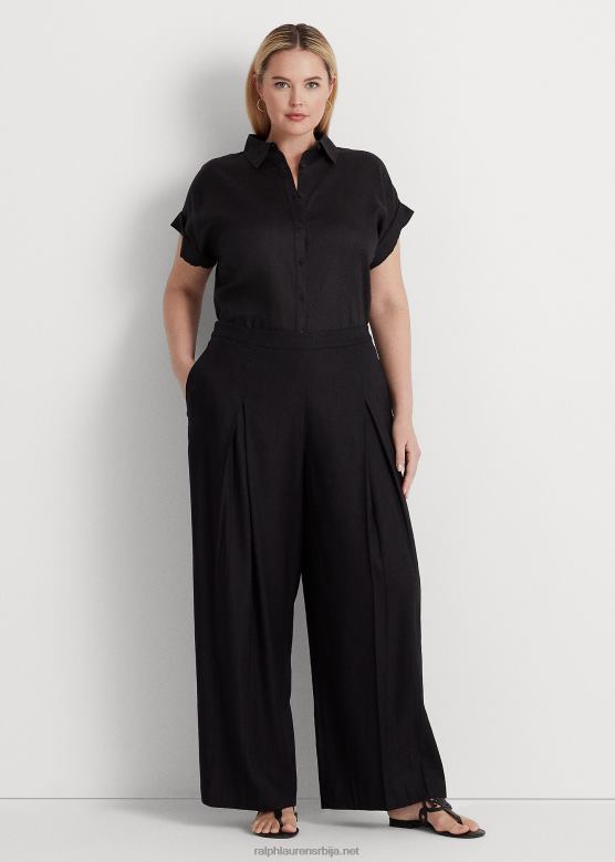 Жене Ralph Lauren плисиране панталоне широких ногавица од мешавине кепера V2V444912 црн