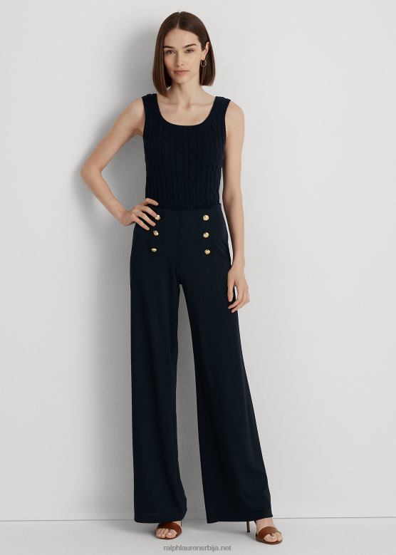 Жене Ralph Lauren панталоне широких ногавица од растезљивог дреса V2V449157 морнарица
