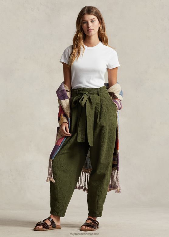 Жене Ralph Lauren превелике памучне панталоне V2V449192 маслина