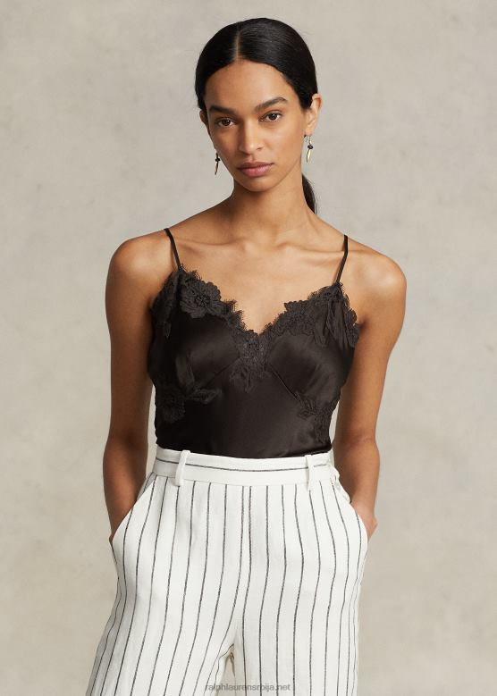 Жене Ralph Lauren свилени камизол од дуда са чипком V2V443179 старинско браон