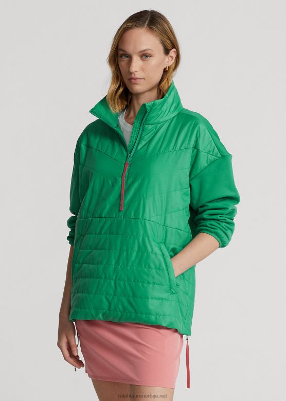 Жене Ralph Lauren хибридни пуловер са прошивеним панелима V2V443745 сплав зелена/пустињска ружа