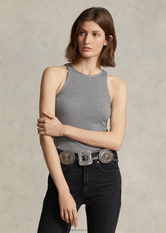 Жене Ralph Lauren ребраста памучна мајица без рукава V2V442872 смрека зелена вријеска