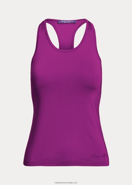 Жене Ralph Lauren растезљива свилена мајица са тркачким леђима V2V449371 светла бобица