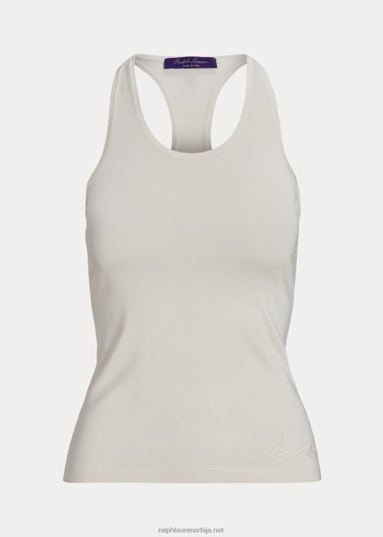 Жене Ralph Lauren растезљива свилена мајица са тркачким леђима V2V449374 бело