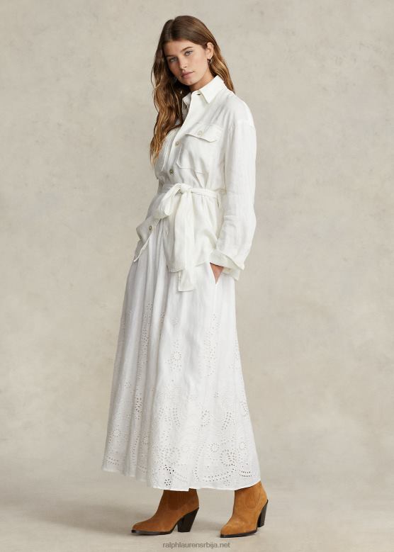 Жене Ralph Lauren ланена миди сукња с ушицом V2V442997 бео