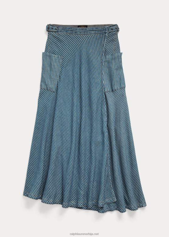 Жене Ralph Lauren пругаста памучно-ланена замотана сукња V2V443640