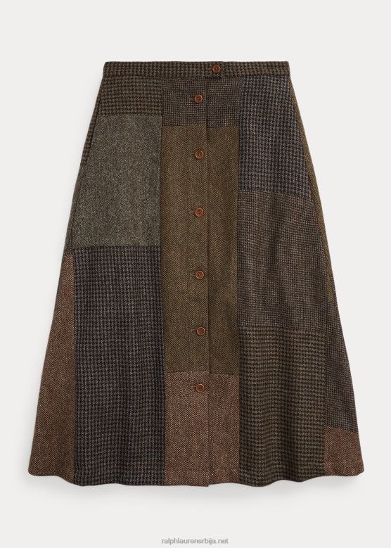 Жене Ralph Lauren патцхворк вунено-памучна сукња V2V443677 маслина/угљен/тан мулти