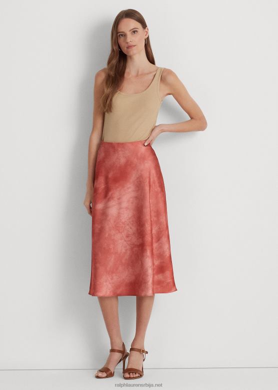 Жене Ralph Lauren сатенска сукња са тие-дие принтом V2V443812 црвени сунчани камен мулти