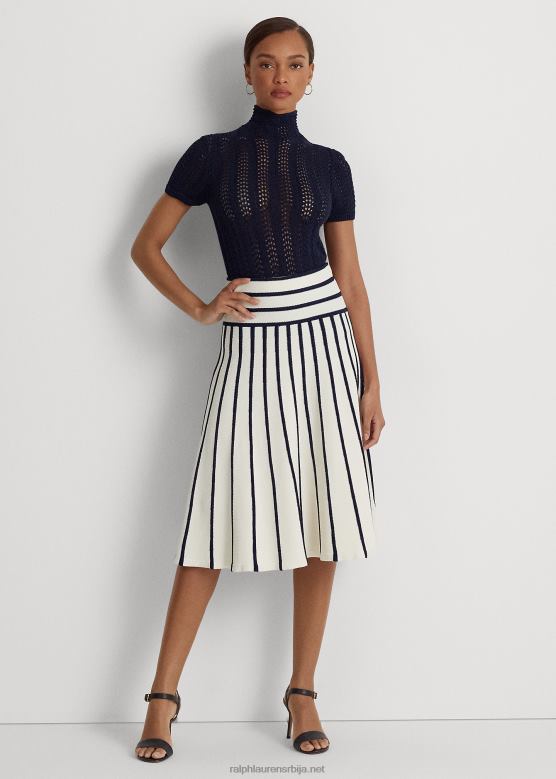 Жене Ralph Lauren пругаста плетена миди сукња V2V444417 маскарпоне крем/плава