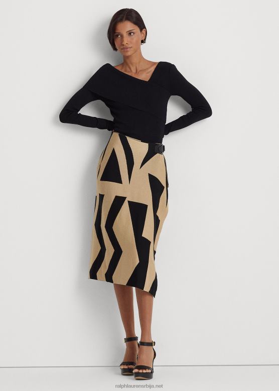 Жене Ralph Lauren гео-принт сукња од мешавине памука V2V444467 црна/тан