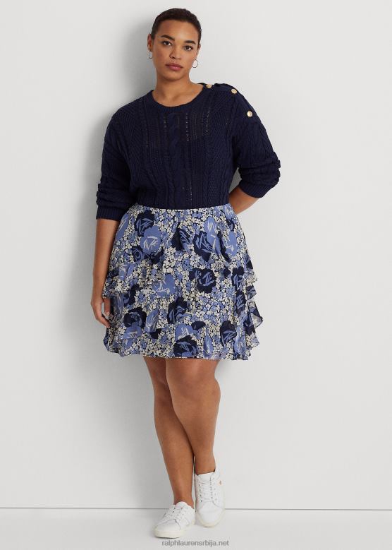 Жене Ralph Lauren цветна сукња од жоржета са воланима V2V444632 плава/крем/плава