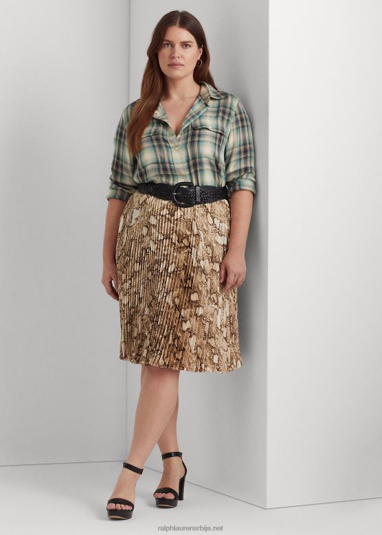 Жене Ralph Lauren плисирана цхармеусе сукња са принтом змијске коже V2V444775 крем мулти