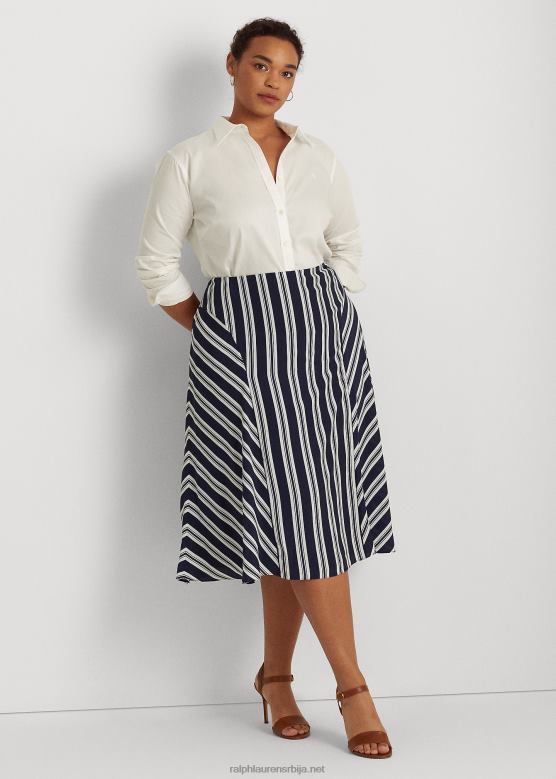 Жене Ralph Lauren пругаста креп сукња V2V444802 морнарско/бела