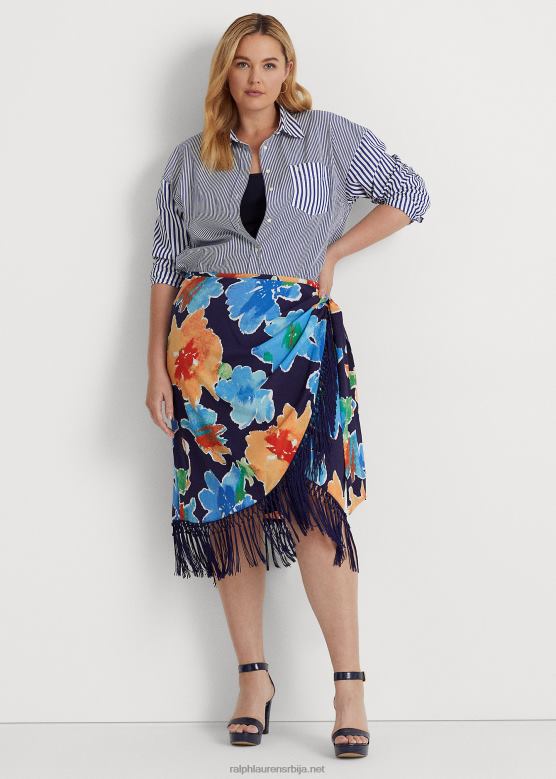 Жене Ralph Lauren креп сукња са ресама V2V444813 морнарица мулти