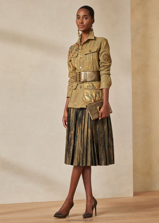 Жене Ralph Lauren арнав плисирана ручно осликана сукња V2V449292 црна/бронза