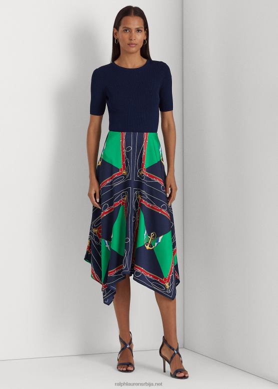 Жене Ralph Lauren миди сукња од штампе V2V449543 морнарско/зелена мулти