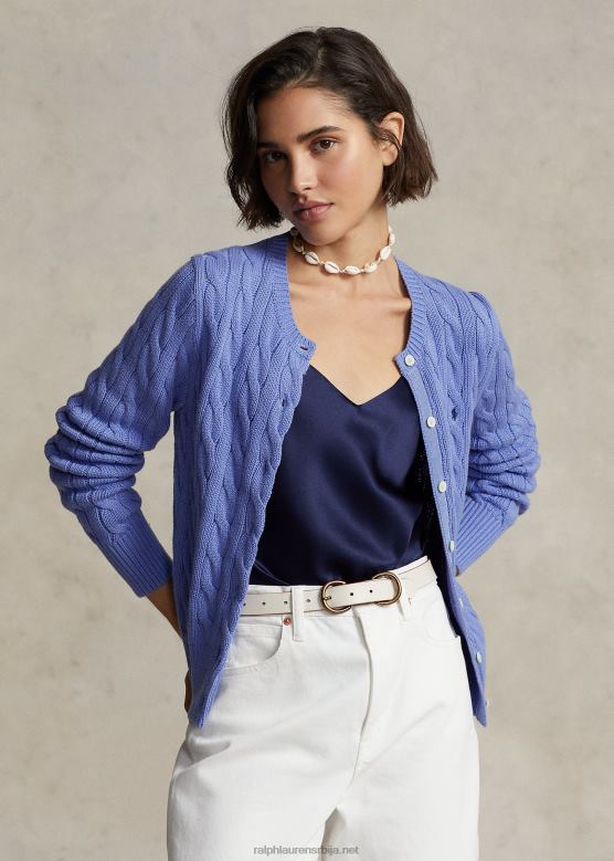 Жене Ralph Lauren плетени памучни кардиган са округлим изрезом V2V442901 нев литцхфиелд блуе