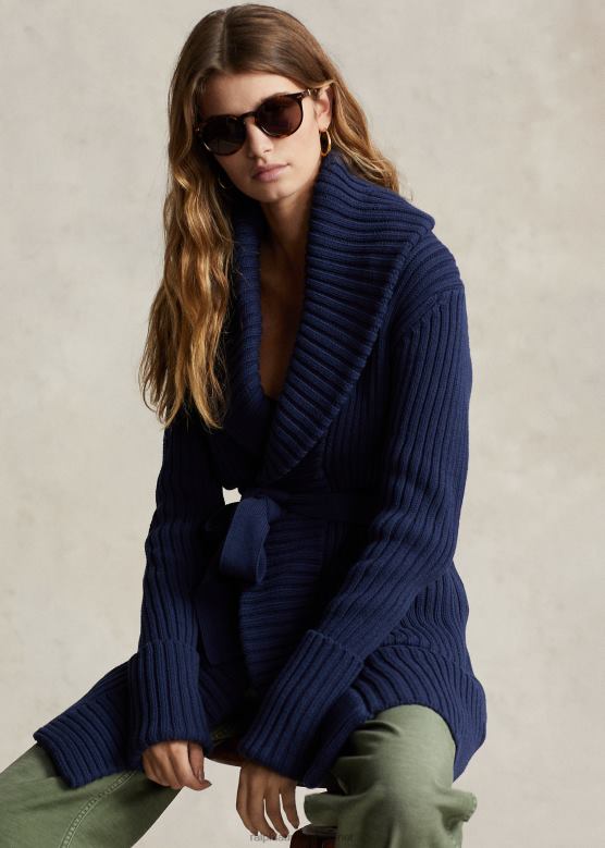 Жене Ralph Lauren памучни кардиган са шалом и овратником V2V443038 невпорт морнарица