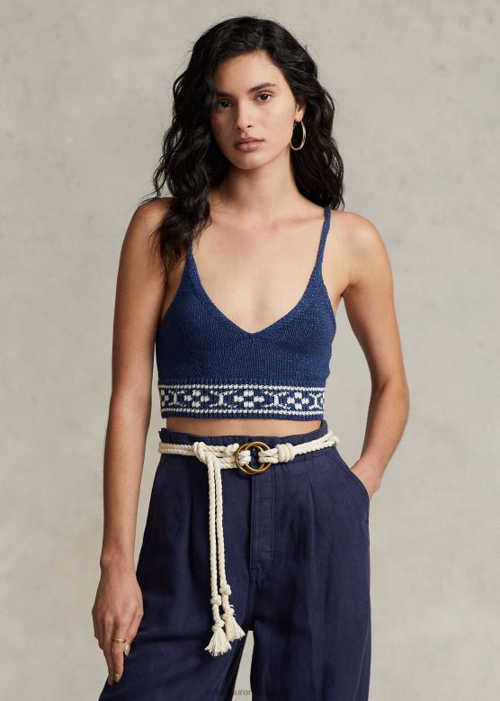 Жене Ralph Lauren гео-мотив памучно-ланени бралет V2V443081 морнарица мулти