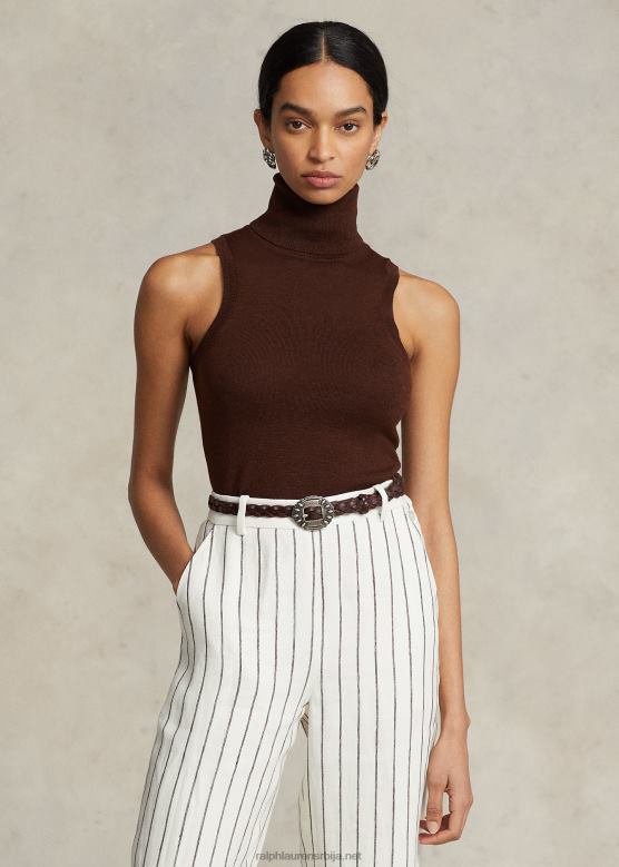 Жене Ralph Lauren вунена долчевина без рукава V2V443160 чоколадно браон