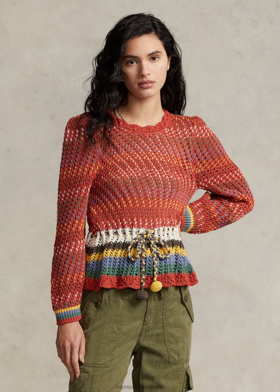 Жене Ralph Lauren џемпер од памучног пеплума V2V443189 наранџаста мулти