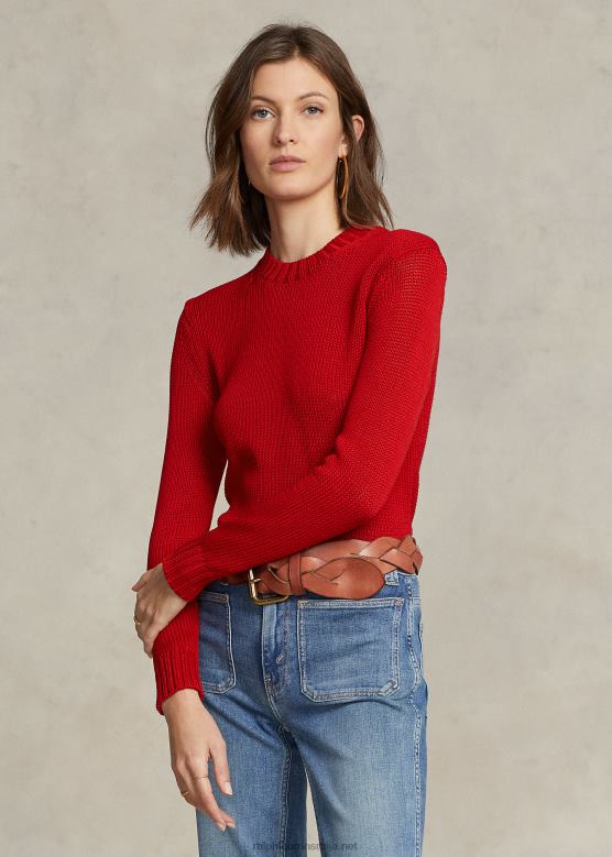 Жене Ralph Lauren памучни џемпер с округлим изрезом V2V443198 црвена