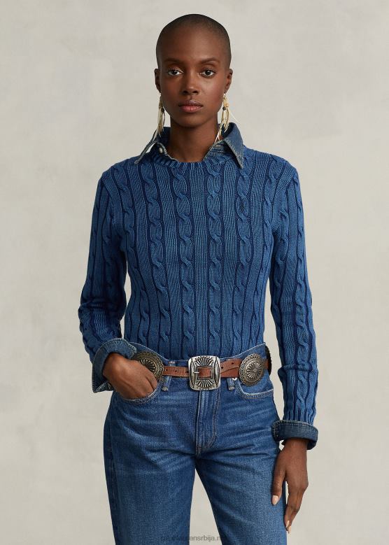 Жене Ralph Lauren џемпер од кабловског плетења слим фит V2V443357 индиго