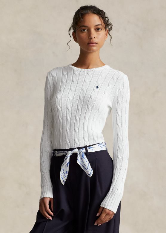 Жене Ralph Lauren џемпер од кабловског плетења слим фит V2V443361 бео