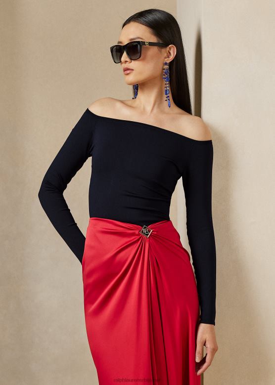 Жене Ralph Lauren дукс свилени џемпер са отвореним раменима V2V443472 лук морнарица