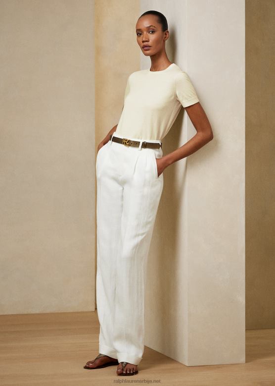 Жене Ralph Lauren џемпер кратких рукава од кашмира V2V443532 лук крема