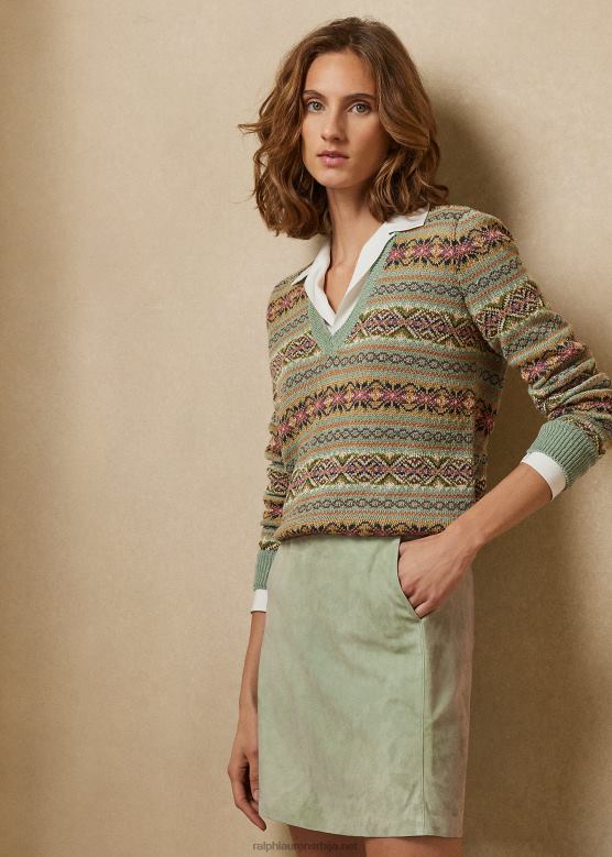 Жене Ralph Lauren фер исле џемпер с в-изрезом V2V443557 жалфија мулти