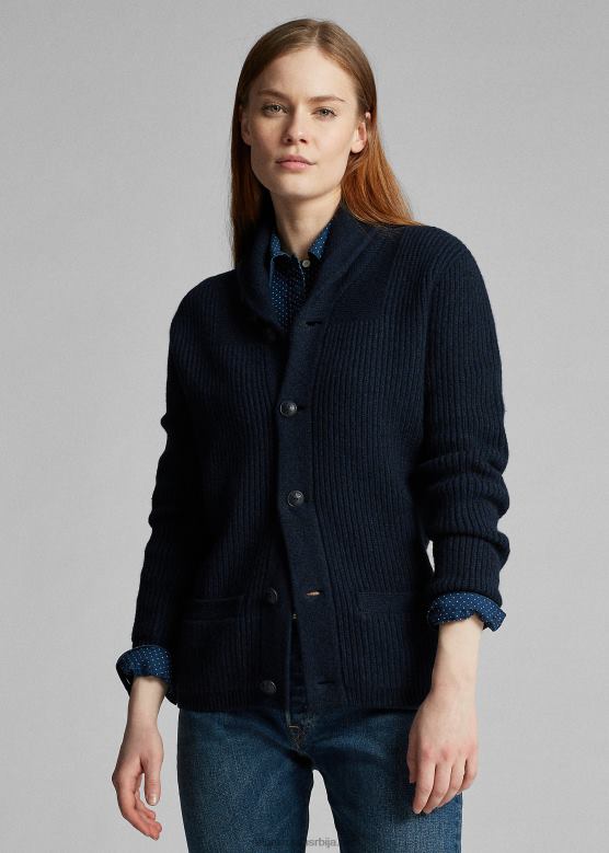 Жене Ralph Lauren кардиган са овратником од кашмира V2V443607 плаво црно